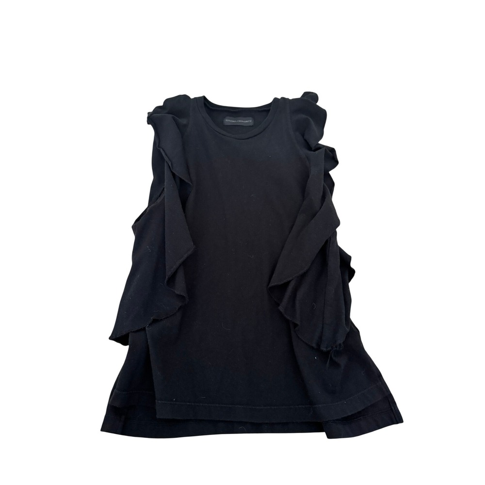 Citizens of Humanity Black Ruffle Sleeveless Tank Top Cotton Size S